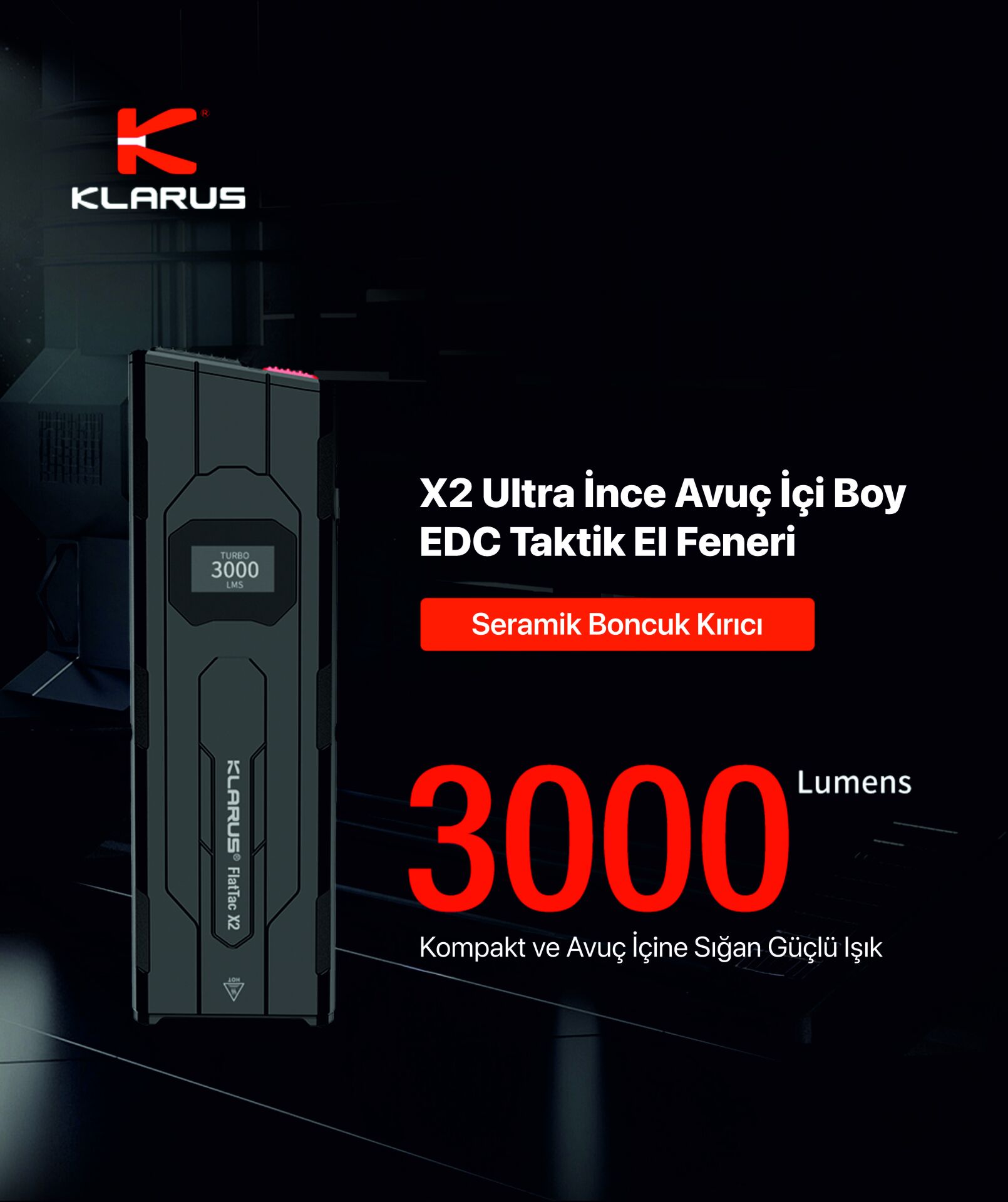 KLARUS X2 ULTRA İNCE EDC TACTİK EL FENERİ
