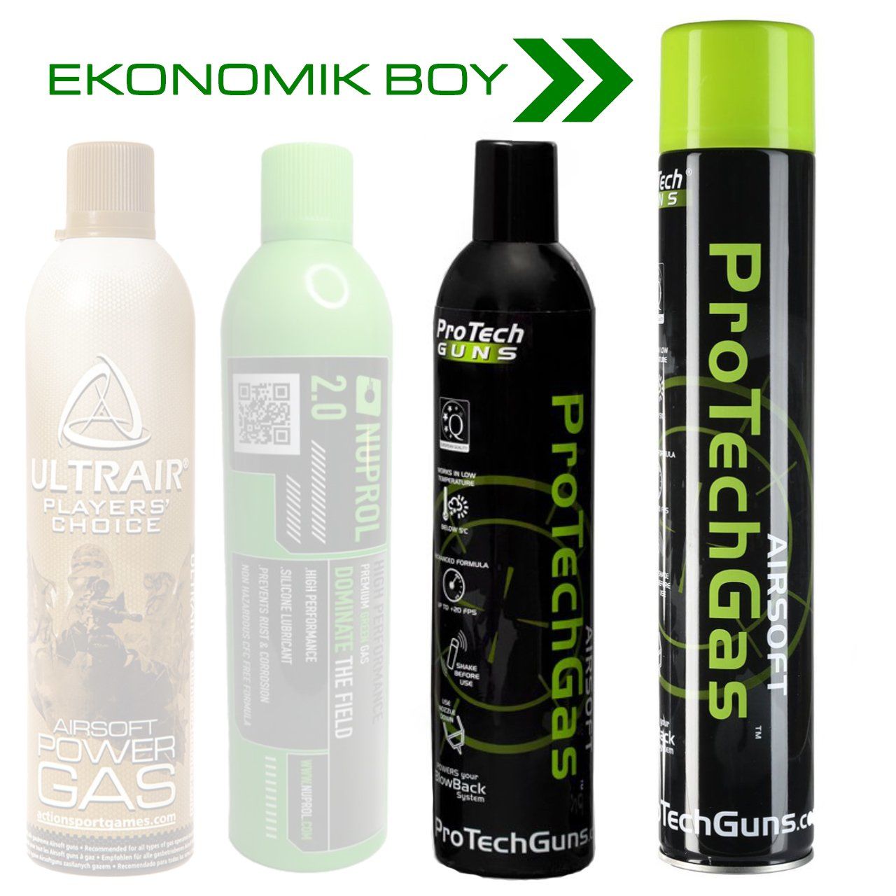 PROTECH GUNS 750ml AIRSOFT GREEN GAS Silikonlu 1000