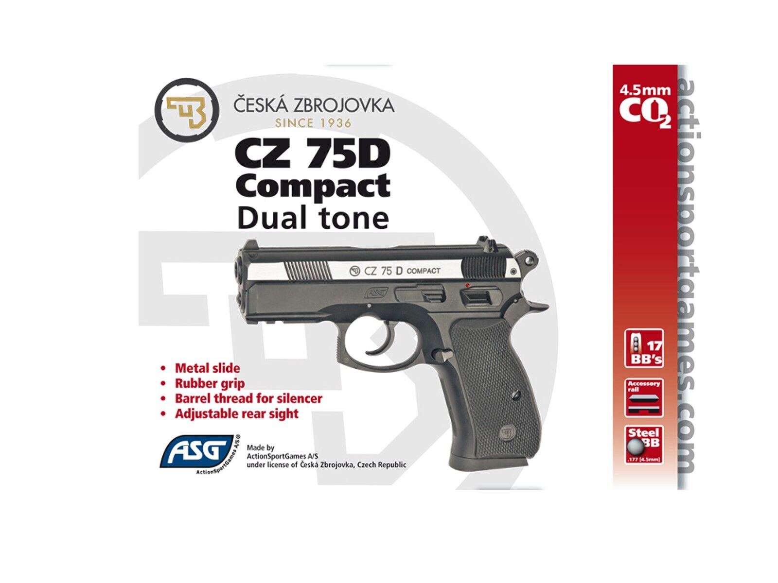 16200 ASG CZ75 D COMPACT ÇİFT RENK HAVALI TABANCA