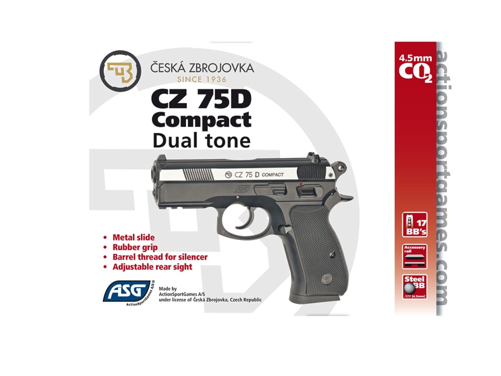 16200 ASG CZ75 D COMPACT ÇİFT RENK HAVALI TABANCA