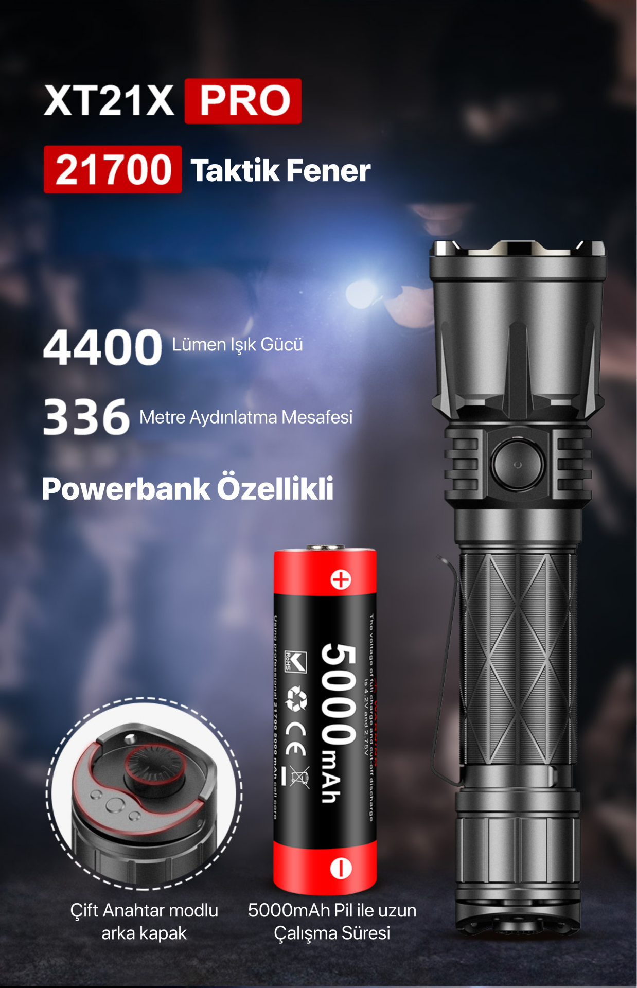 Klarus XT21X Pro Taktik El Feneri - Powerbank