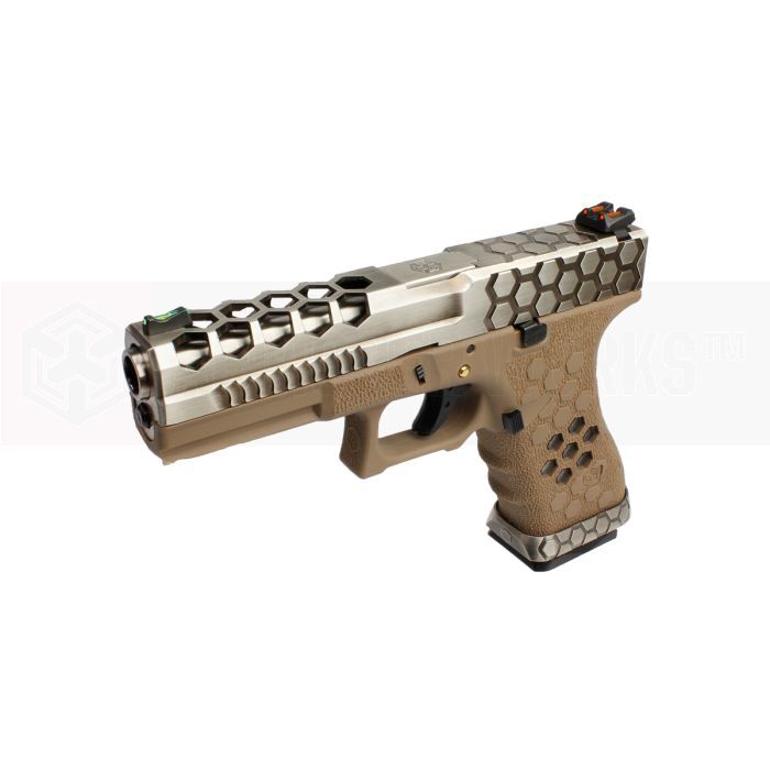 AW VX0110 GLOCK17 G17 HexCut GBB Airsoft Tabanca - Tan - Silver