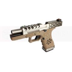 AW VX0110 GLOCK17 G17 HexCut GBB Airsoft Tabanca - Tan - Silver
