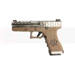 AW VX0110 GLOCK17 G17 HexCut GBB Airsoft Tabanca - Tan - Silver