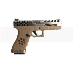 AW VX0110 GLOCK17 G17 HexCut GBB Airsoft Tabanca - Tan - Silver