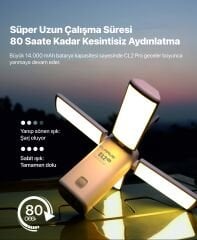 Klarus CL2 Pro 14000 mAh Powerbank Kapasiteli Katlanabilir Kamp Lambası (Beyaz)