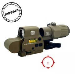 SOTAC 558 G33 TAN Red Dot Holographic Reflex Sight + G33 3X Magnifier Combo Built-in Flip QD Mount Nişangah - TAN