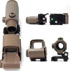 SOTAC 558 G33 TAN Red Dot Holographic Reflex Sight + G33 3X Magnifier Combo Built-in Flip QD Mount Nişangah - TAN