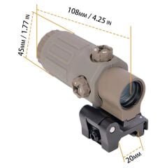 SOTAC 558 G33 TAN Red Dot Holographic Reflex Sight + G33 3X Magnifier Combo Built-in Flip QD Mount Nişangah - TAN