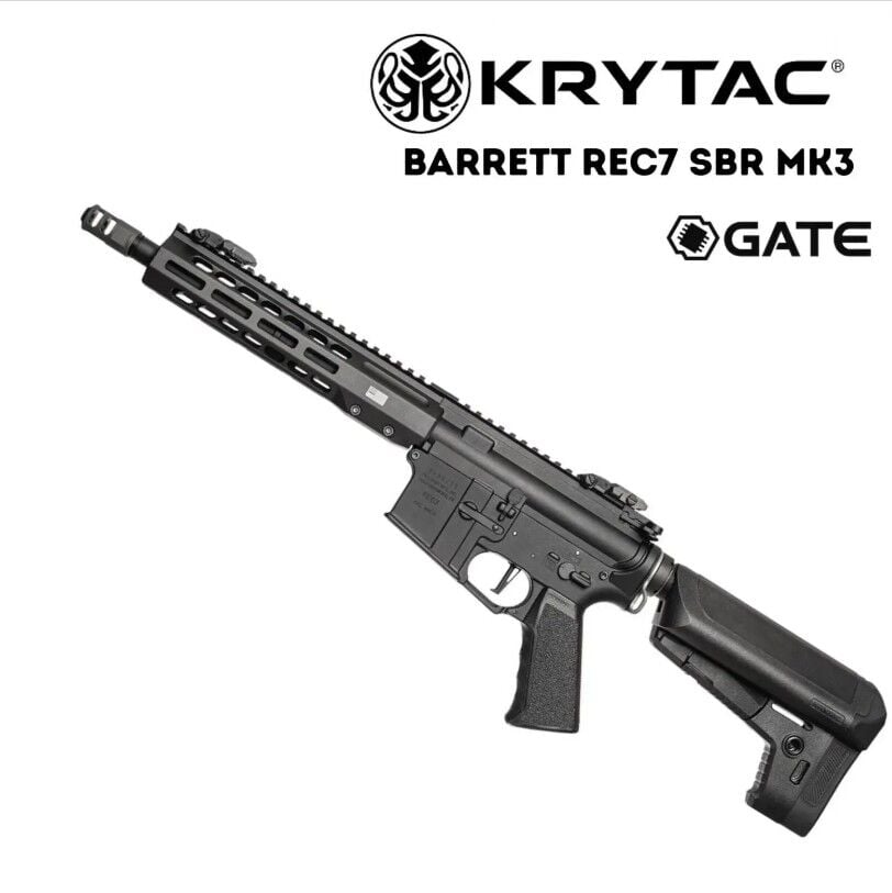 KRYTAC Barrett REC7 SBR MK3 GATE Siyah AEG Airsoft Tüfek