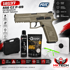 ASG CZ P-09 Çöl Green Gas Blowback Airsoft Tabanca Seti – 18137