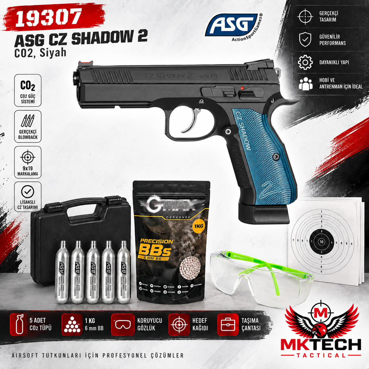 ASG CZ Shadow 2 CO₂ Blowback Airsoft Tabanca Seti –  (19307)