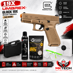 UMAREX Glock 19X Tan Green Gas Blowback Airsoft Tabanca Seti