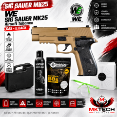 WE Sig Sauer MK25 Tan Green Gas Blowback Airsoft Tabanca Seti