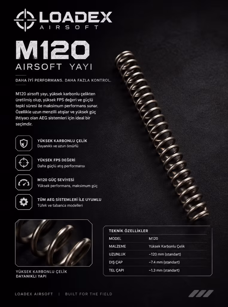 LOADEX M120 Airsoft Yayı – Yüksek Karbonlu Çelik AEG Yay